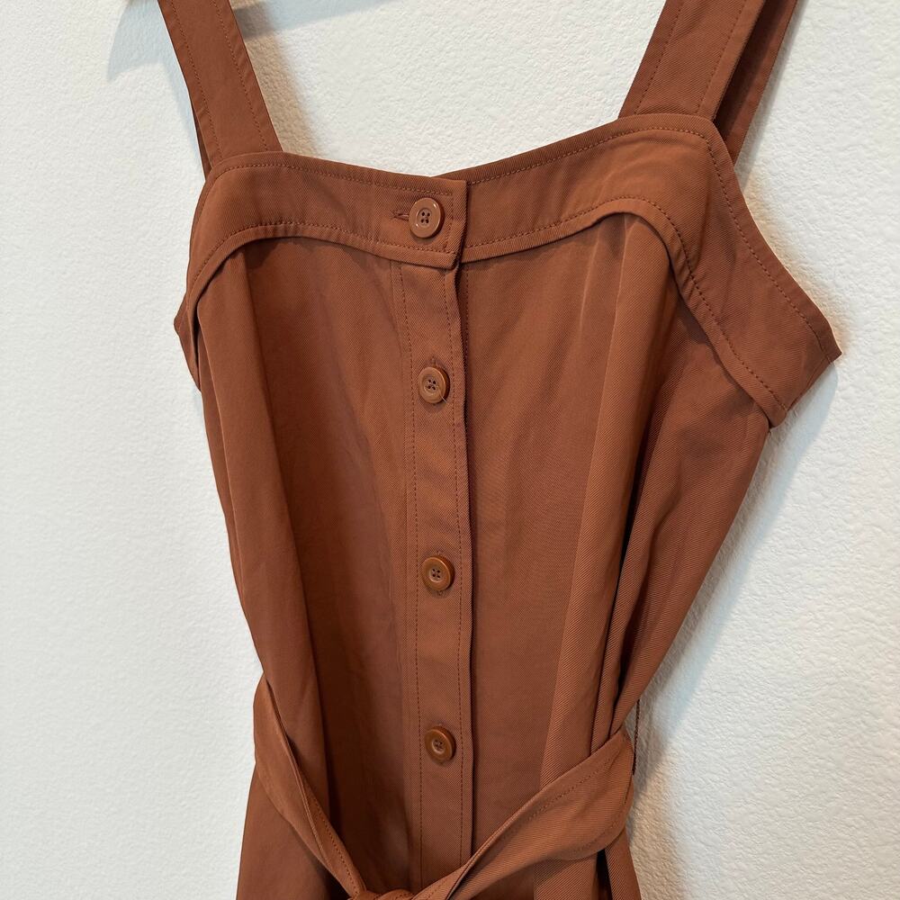 Everlane The Japanese Go Weave Picnic knee-length brown button up self-tie dress - Picture 3 of 8